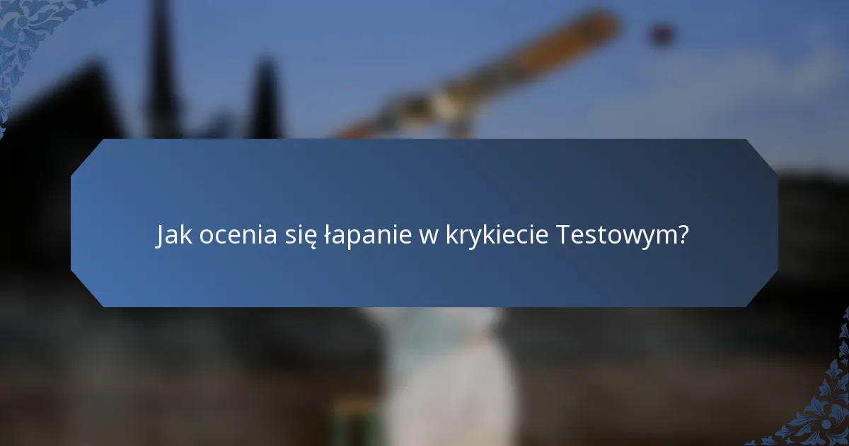 Jak ocenia się łapanie w krykiecie Testowym?