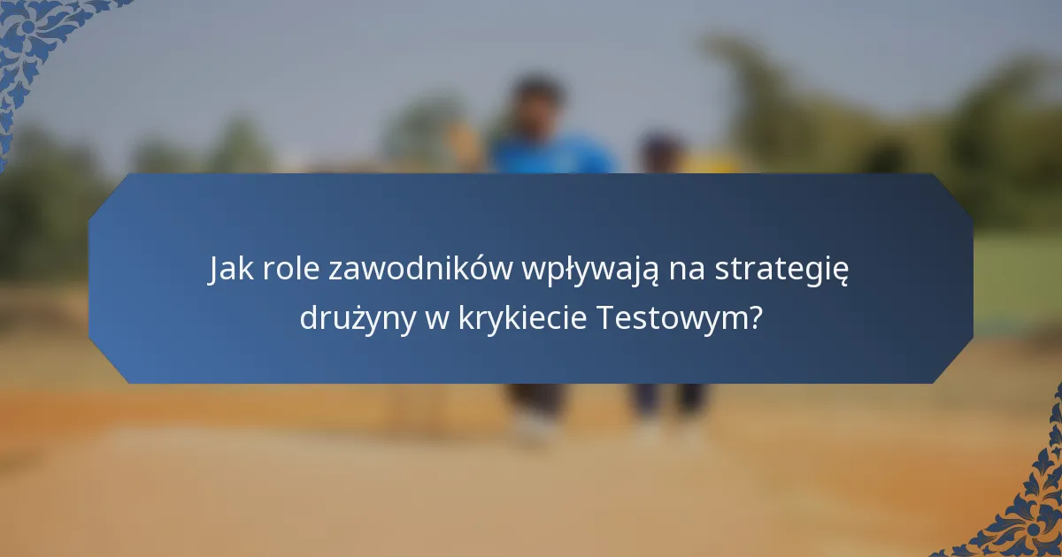 Jak role zawodników wpływają na strategię drużyny w krykiecie Testowym?