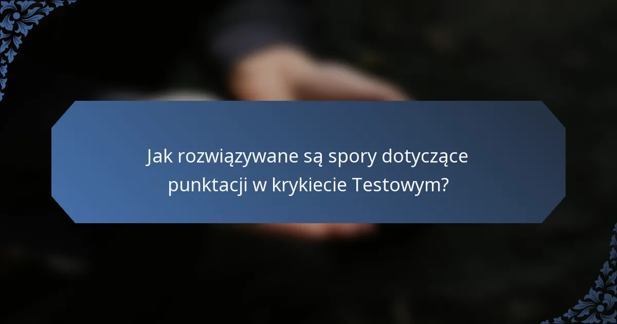 Jak rozwiązywane są spory dotyczące punktacji w krykiecie Testowym?