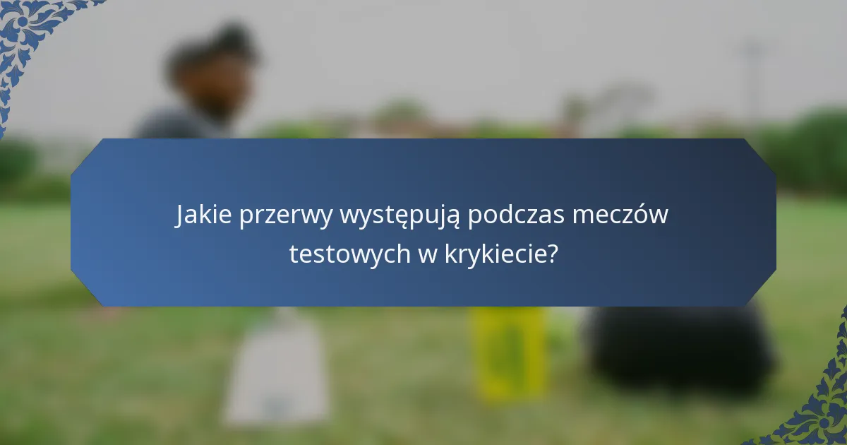 Jakie przerwy występują podczas meczów testowych w krykiecie?