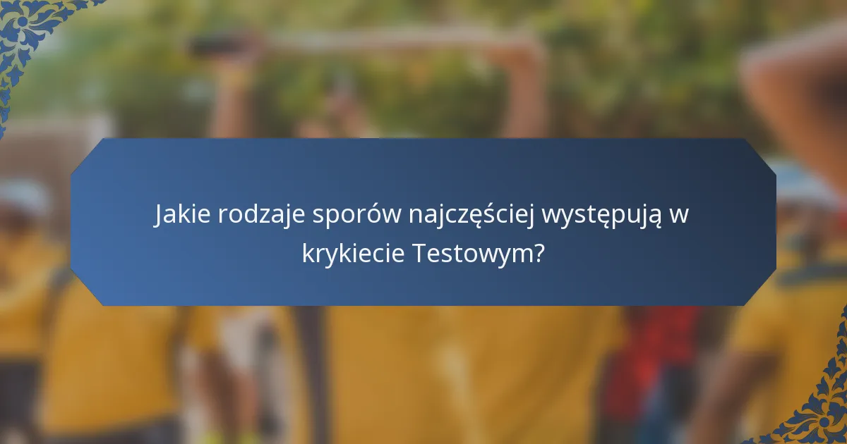 Jakie rodzaje sporów najczęściej występują w krykiecie Testowym?