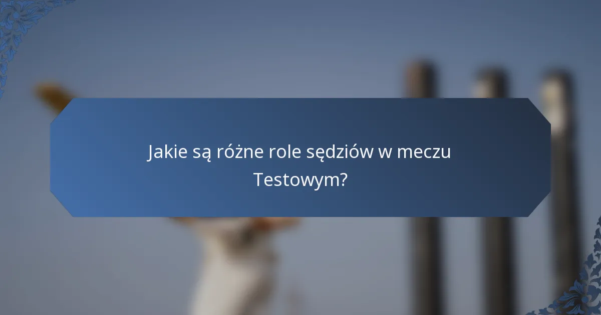 Jakie są różne role sędziów w meczu Testowym?