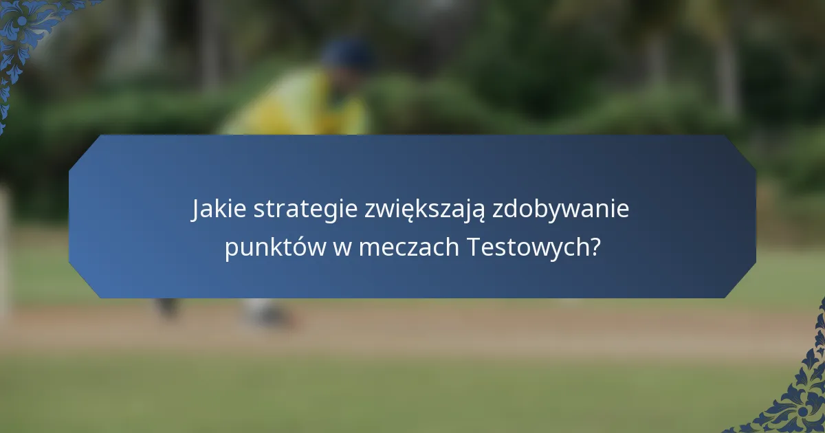 Jakie strategie zwiększają zdobywanie punktów w meczach Testowych?