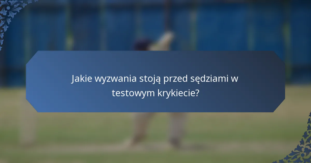 Jakie wyzwania stoją przed sędziami w testowym krykiecie?
