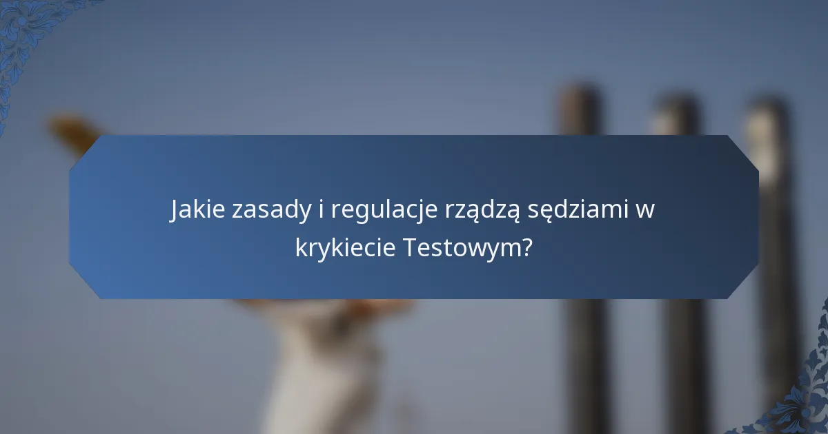 Jakie zasady i regulacje rządzą sędziami w krykiecie Testowym?